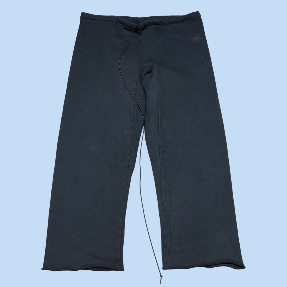 Yeezy Vultures Gosha Black Wide Leg Sweatpants Size 1 Mens Drawstring Raw Hem